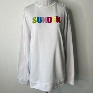 SUNDEK Shawnee Women's White Crewneck Long Sleeve Sweatshirt Size Large